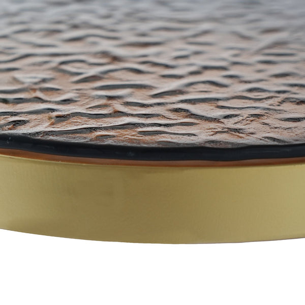 English Elm Tavola Modern Round Coffee Table Set with Walnut Veneer & Ripple Glass—Sturdy Two-Piece, Scratch-Resistant B341P321122