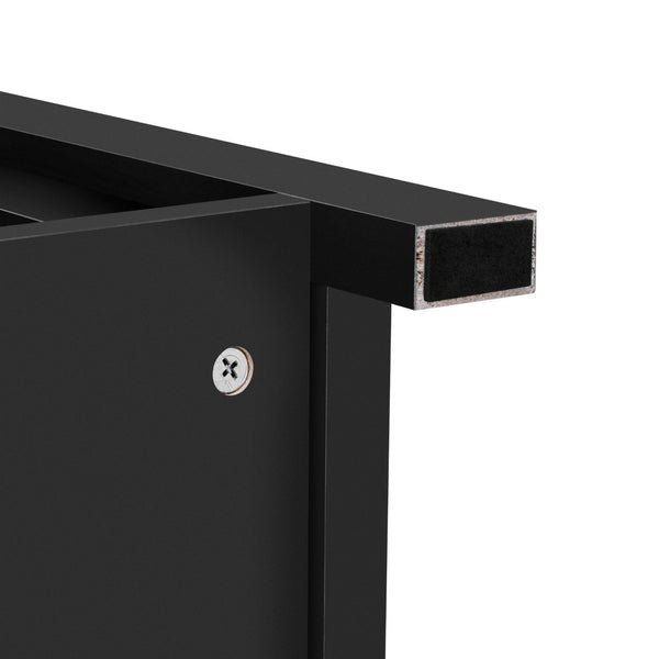 English Elm U-style Farmhouse Sideboard Barn Door Buffet with Drawers Built-in Outlet Dining Black N711P347377B