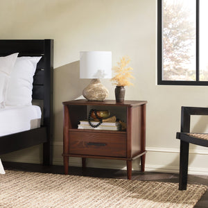 Spindle Mid-century Modern Nightstand with Drawer and Open Cubby for Stylish Storage Solutions