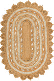Unique Loom Braided Jute Punita Hand Braided Novelty Rug Natural and White,  5' 1" x 8' 0"