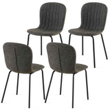 Set of 4 Dark Grey Faux Leather Dining Chairs, Mid-Century Modern Upholstered, Kitchen Dining Room