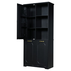 English Elm [video] Freestanding 68 Inch Tall Storage Cabinet with Tilt Out Hampers and Soft Close Door Black N759S427900B