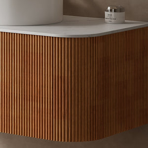 English Elm Dina Floating Bathroom Vanity Cabinet Sintered Stone Top Wood Grain 2 Drawer W2615P293815