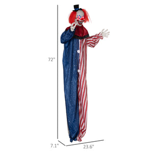 English Elm Homcom 6' Life-Size Scary Hanging Clown Prop With Light-Up Eyes & Creepy Sound For Halloween Fun W2225P229450
