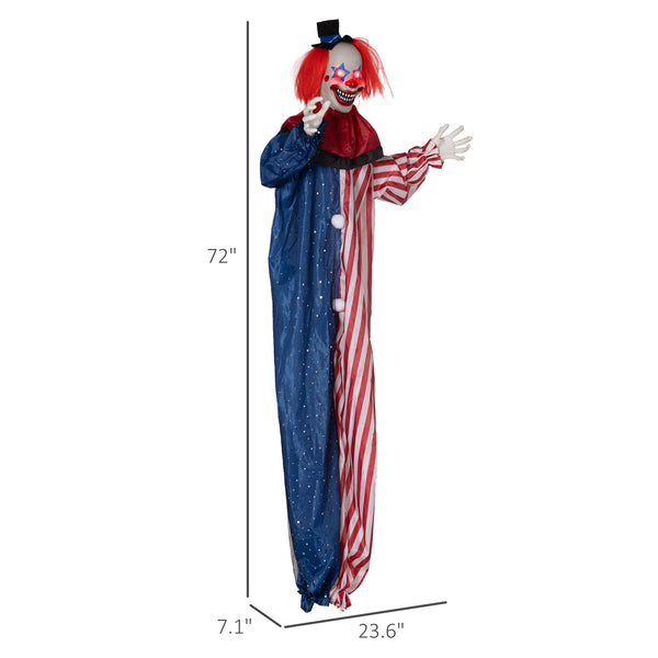 English Elm Homcom 6' Life-Size Scary Hanging Clown Prop With Light-Up Eyes & Creepy Sound For Halloween Fun W2225P229450
