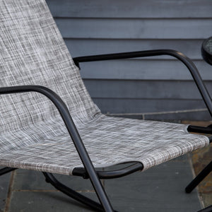English Elm Outdoor Sling Rocker with Powder Coated Steel Frame for Patio Porch or Balcony T3971P390413