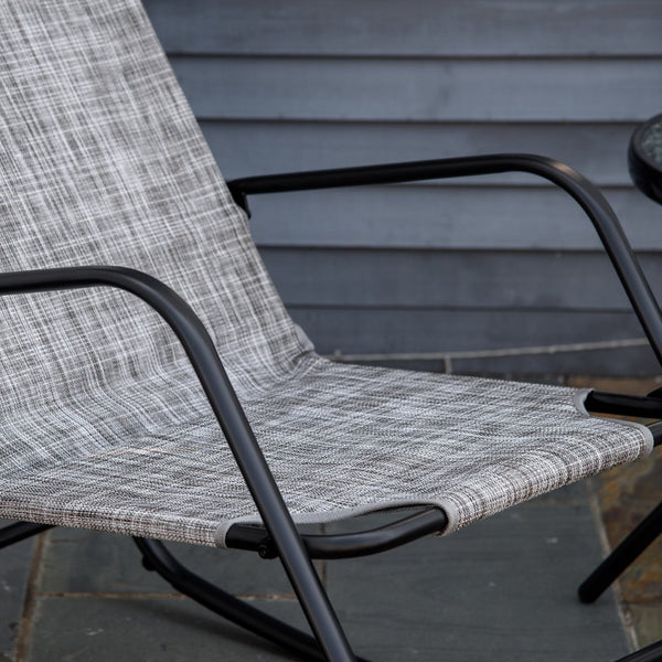 English Elm Outdoor Sling Rocker with Powder Coated Steel Frame for Patio Porch or Balcony T3971P390413