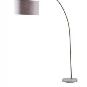 English Elm 86" Tall Metal Floor Arc Lamp "Bowery" - Elegant Antique Gold & Beige Shade For Warm Ambient Lighting B072116138