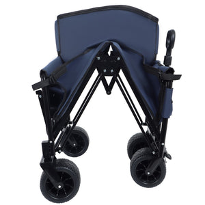 English Elm 3-in-1 Convertible Utility Wagon with Folding Tabletop Bench Seat All-terrain Wheels Dark Blue W2932P320638