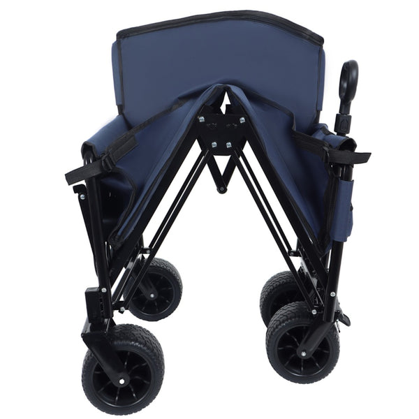 English Elm 3-in-1 Convertible Utility Wagon with Folding Tabletop Bench Seat All-terrain Wheels Dark Blue W2932P320638