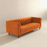 English Elm Ashcroft Furniture - Evelyn Mid Century Modern Burnt Orange Velvet Luxury Chesterfield Sofa