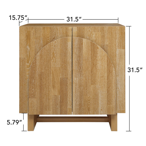 English Elm 2 door cabinet Natural Finish Particle Board+MDF with Adjustable Shelf, Wall-Mount Safety, Scratch-Proof Pads (37.2x18.5x8.5) W688P276736