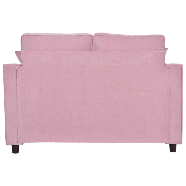 English Elm 55" Modern Chaise Lounge Sofa Bed Upholstered in Soft Chenille with Tufted Round Seat & Pillows, Durable Frame Pink N719P256002P