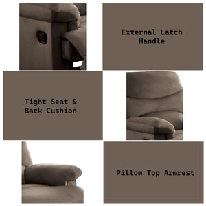 English Elm Arcadia Plush Microfiber Motion Recliner with Pillow-Top Arms, Smooth Latch Mechanism for Relaxation Light Brown 33 L x 31 W x 28 H B2726P256702