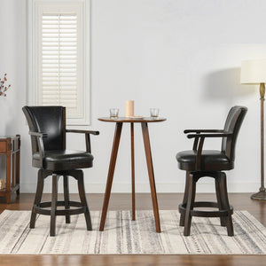 English Elm Jennifer Taylor Home - Williams 27In Swivel Counter Height Bar Stool - Vintage Black-Brown Faux Leather, Modern Charm B2719P238369