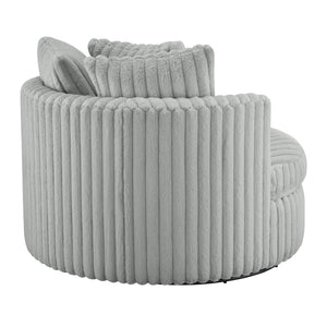 English Elm Mindy Ultra Plush Oversized Swivel Barrel Chair in Grey — Wide-Wale Cord Fabric, Fully Assembled Comfort B050P390589
