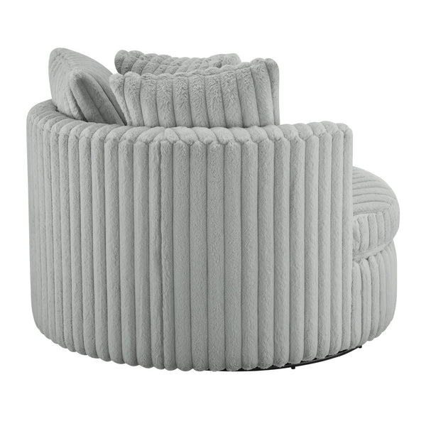 English Elm Mindy Ultra Plush Oversized Swivel Barrel Chair in Grey — Wide-Wale Cord Fabric, Fully Assembled Comfort B050P390589