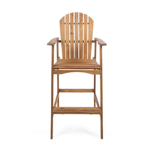English Elm Christopher Knight Home® - Outdoor Acacia Wood Adirondack Barstools Set of 2 — Weather-Resistant Slat-Back High Seat, Handcrafted Appeal Natural Stained 61680.00NTLS