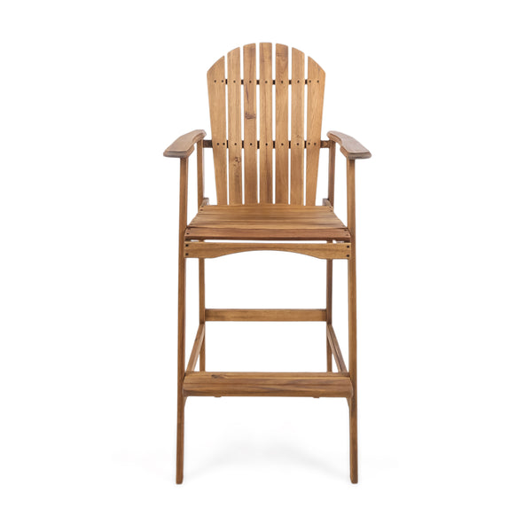 English Elm Christopher Knight Home® - Outdoor Acacia Wood Adirondack Barstools Set of 2 — Weather-Resistant Slat-Back High Seat, Handcrafted Appeal Natural Stained 61680.00NTLS