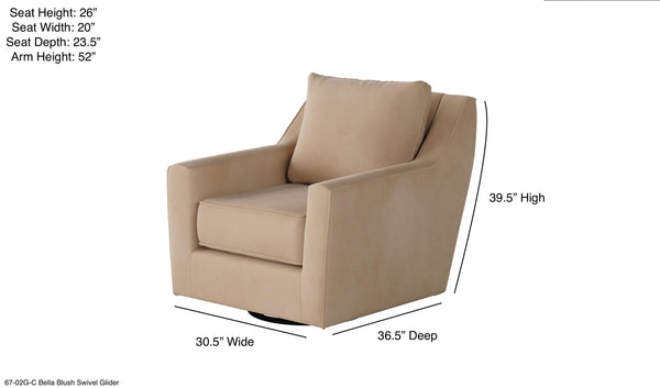 Fusion Bella Blush Swivel Glider Chair In Mauve - Stylish, Reversible Cushions & 360-degree Motion Comfort! Mauve W,100% Polyester 67-02g-c Bella Blush Swivel Glider