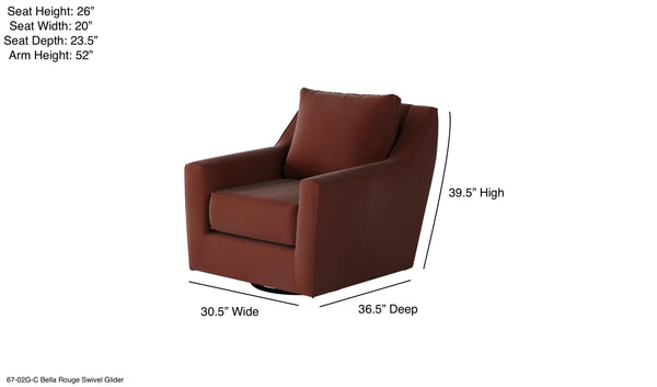 Fusion Bella Rouge Swivel Glider Accent Chair: Stylish Comfort With 360-degree Motion & Reversible Cushions Rouge W,100% Polyester 67-02g-c Bella Rouge Swivel Glider