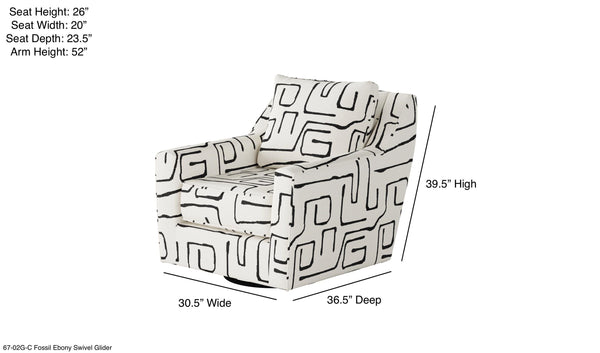 Fusion Fossil Ebony Swivel Glider Accent Chair - Stylish, Comfortable Seating With 360-degree Motion White And Grey Ws ,98% Polypropylene,2% Polyester 67-02g-c Fossil Ebony Swivel Glider