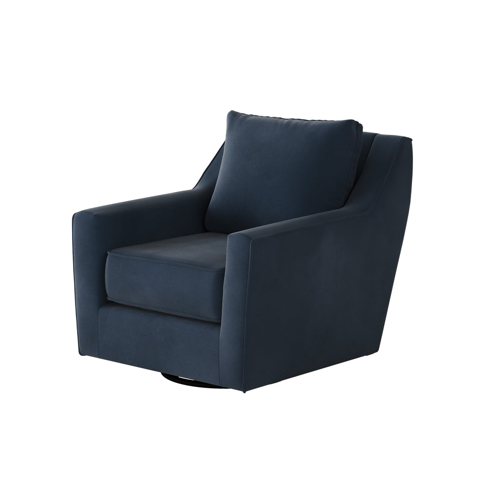 Fusion Bella Midnight Swivel Glider Accent Chair - Stylish 360-degree Motion, Reversible Cushions, Blue Blue W,100% Polyester 67-02g-c Bella Midnight Swivel Glider
