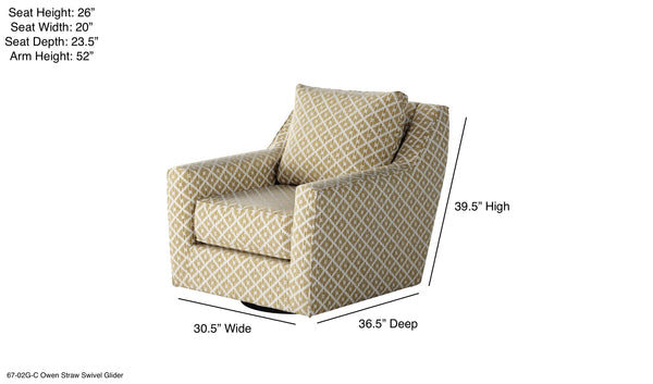 Fusion Owen Straw Swivel Glider Accent Chair: Stylish Comfort With Reversible Cushions & 360 Motion Multi Ws,1% Polyester,99% Polypropylene 67-02g-c Owen Straw Swivel Glider