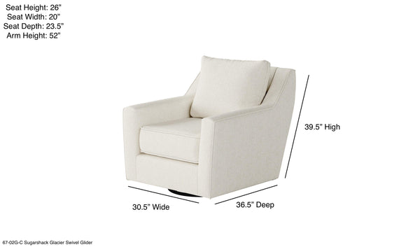 Fusion Sugarshack Glacier Swivel Glider Accent Chair - Off White, Reversible Cushions & Stylish Design Off White Ws,100% Polypropylene 67-02g-c Sugarshack Glacier Swivel Glider
