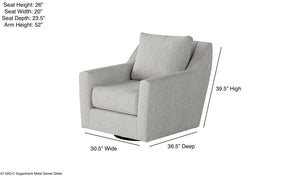 Fusion Sugarshack Stylish Metal Swivel Glider Accent Chair In Grey - 360-degree Motion & Comfort Design Grey Ws,100% Polypropylene 67-02g-c Sugarshack Metal Swivel Glider