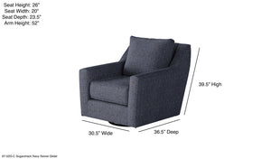 Fusion Sugarshack Navy Swivel Glider Accent Chair - Stylish Blue Upholstery With 360-degree Motion Blue Ws,100% Polypropylene 67-02g-c Sugarshack Navy Swivel Glider