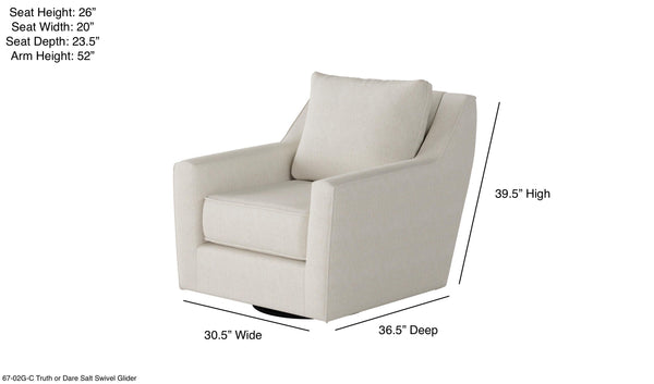 Fusion Truth Swivel Glider Accent Chair In Off-white - Stylish, Comfortable, And 360-degree Motion Design Off,White Ws,100% Polypropylene 67-02g-c Truth Or Dare Salt Swivel Glider