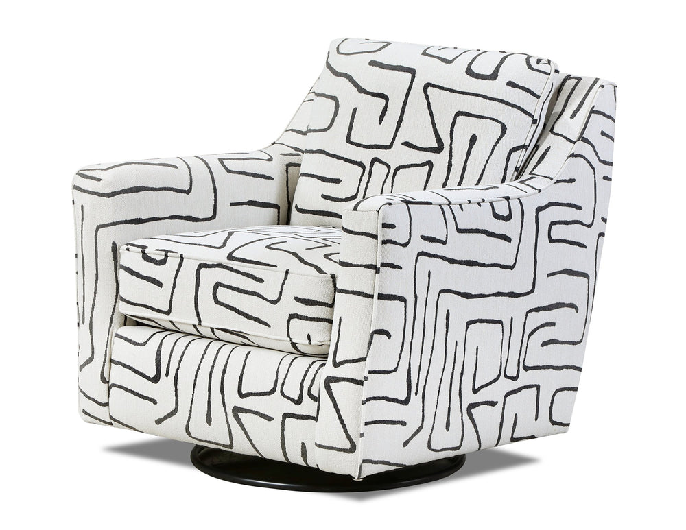 Fusion Durango Fossil Ebony Swivel Glider Chair In White Grey - Stylish 360° Motion & Reversible Cushions White Grey Ws,98% Polypropylene,2% Polyester 67-02g Fossil Ebony Swivel Glider