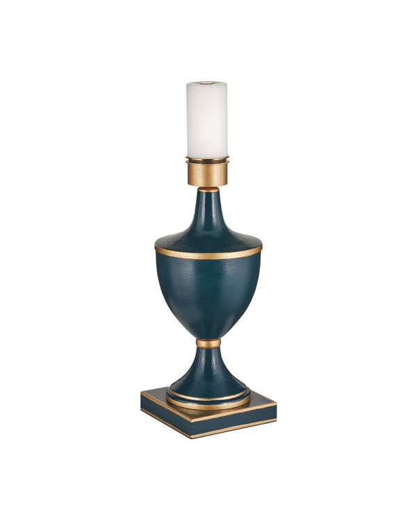 Currey & Company Travelogue Cordless Trophy Table Lamp with Navy Crackle Glaze and Tole Inspired Detailing Navy / Gold 6700-0016