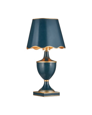 Currey & Company Travelogue Cordless Trophy Table Lamp with Navy Crackle Glaze and Tole Inspired Detailing Navy / Gold 6700-0016