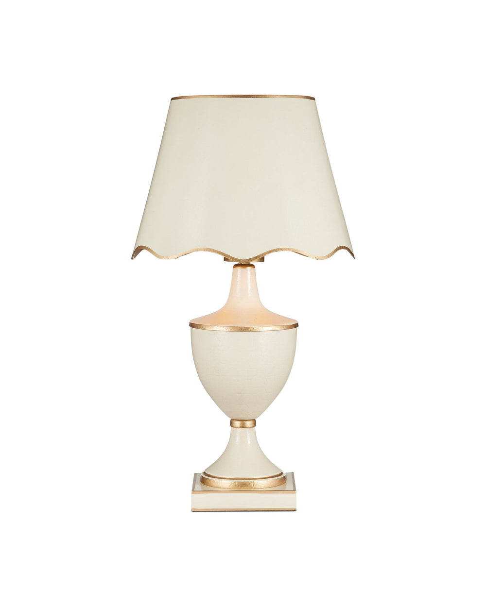 Currey & Company Travelogue Cordless Trophy Table Lamp with Navy Crackle Glaze and Tole Inspired Detailing Ivory / Gold 6700-0017
