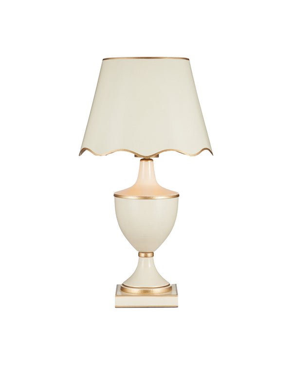Currey & Company Travelogue Cordless Trophy Table Lamp with Navy Crackle Glaze and Tole Inspired Detailing Ivory / Gold 6700-0017