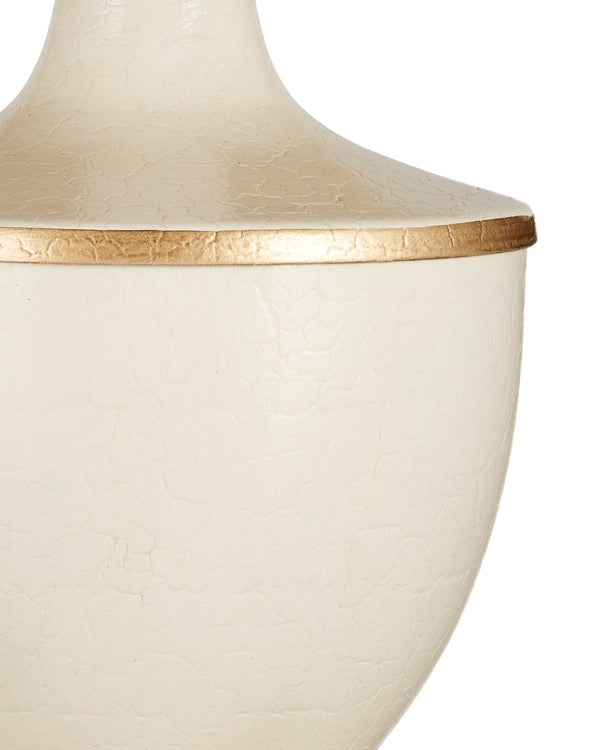 Currey & Company Travelogue Cordless Trophy Table Lamp with Navy Crackle Glaze and Tole Inspired Detailing Ivory / Gold 6700-0017