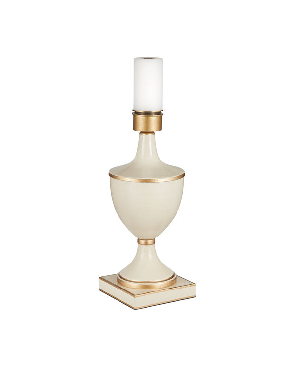 Currey & Company Travelogue Cordless Trophy Table Lamp with Navy Crackle Glaze and Tole Inspired Detailing Ivory / Gold 6700-0017