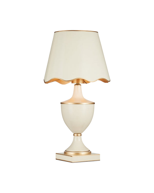 Currey & Company Travelogue Cordless Trophy Table Lamp with Navy Crackle Glaze and Tole Inspired Detailing Ivory / Gold 6700-0017