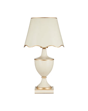 Currey & Company Travelogue Cordless Trophy Table Lamp with Navy Crackle Glaze and Tole Inspired Detailing Ivory / Gold 6700-0017