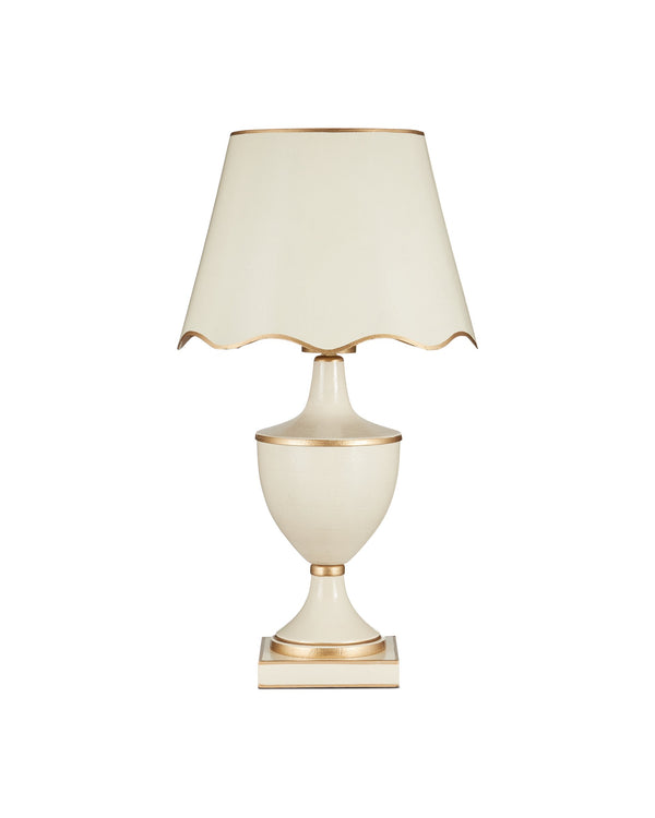 Currey & Company Travelogue Cordless Trophy Table Lamp with Navy Crackle Glaze and Tole Inspired Detailing Ivory / Gold 6700-0017