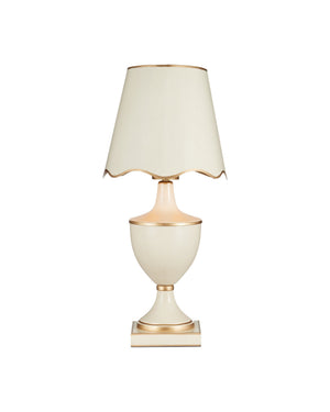 Currey & Company Travelogue Cordless Trophy Table Lamp with Navy Crackle Glaze and Tole Inspired Detailing Ivory / Gold 6700-0017