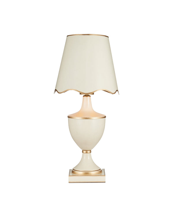 Currey & Company Travelogue Cordless Trophy Table Lamp with Navy Crackle Glaze and Tole Inspired Detailing Ivory / Gold 6700-0017