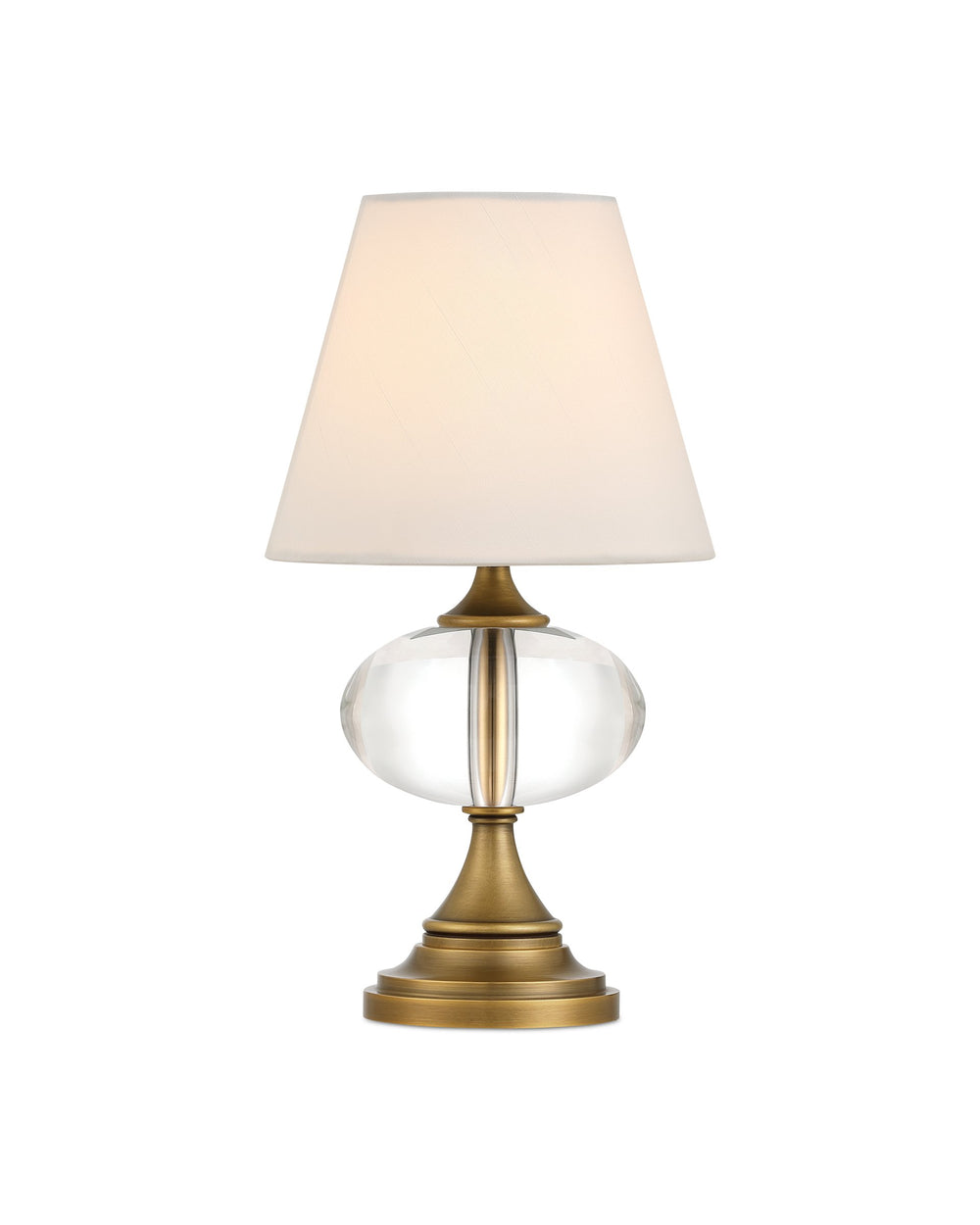 Currey & Company Sashay Brass Cordless Table Lamp with Crystal Globe Body and White Hardback Shade 6700-0018
