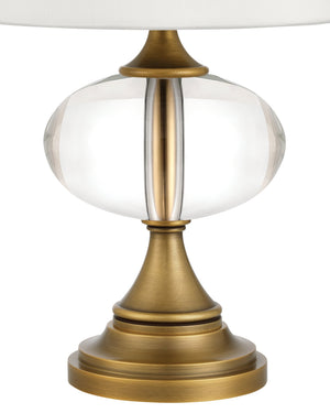 Currey & Company Sashay Brass Cordless Table Lamp with Crystal Globe Body and White Hardback Shade 6700-0018