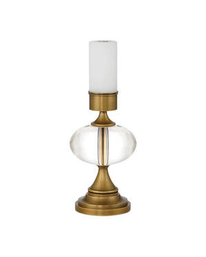 Currey & Company Sashay Brass Cordless Table Lamp with Crystal Globe Body and White Hardback Shade 6700-0018