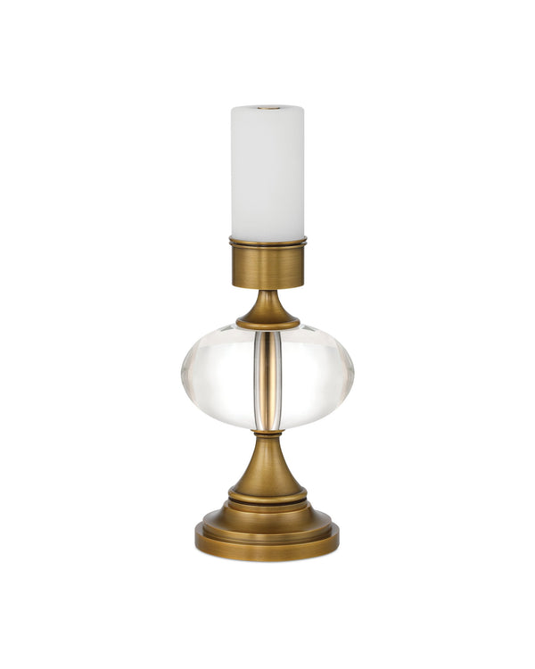 Currey & Company Sashay Brass Cordless Table Lamp with Crystal Globe Body and White Hardback Shade 6700-0018