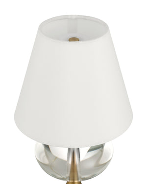 Currey & Company Sashay Brass Cordless Table Lamp with Crystal Globe Body and White Hardback Shade 6700-0018