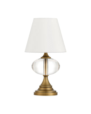 Currey & Company Sashay Brass Cordless Table Lamp with Crystal Globe Body and White Hardback Shade 6700-0018